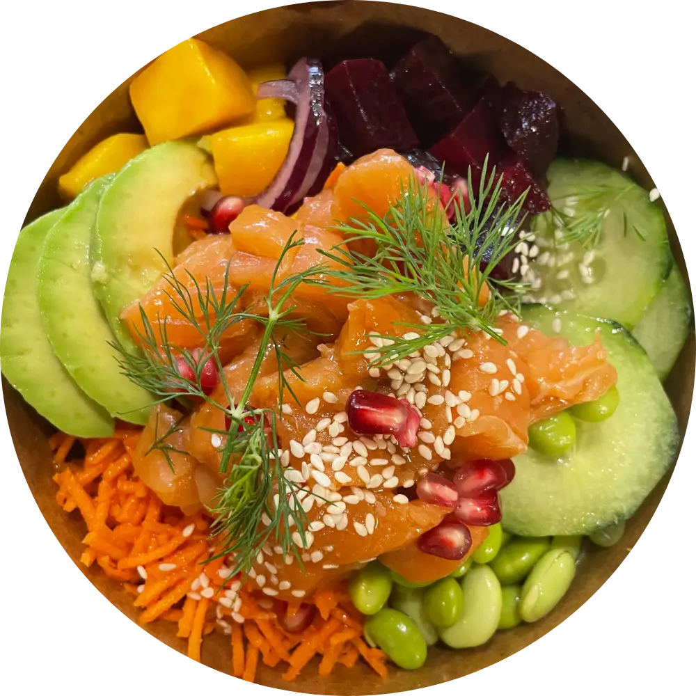 Poke bowl hawai saumon